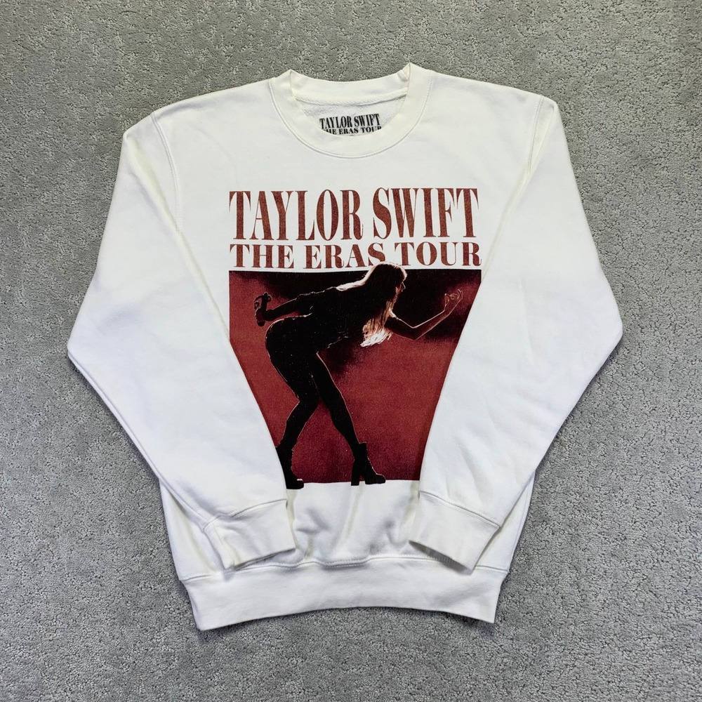 Taylor Swift The Eras Tour Sweatshirt Size Small White Graphic Crewneck Merch